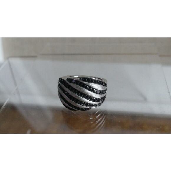 Sterling Silver Marcasite New Multi-Row Domed Ring QVC New Striped Band Size 8 - Picture 6 of 13